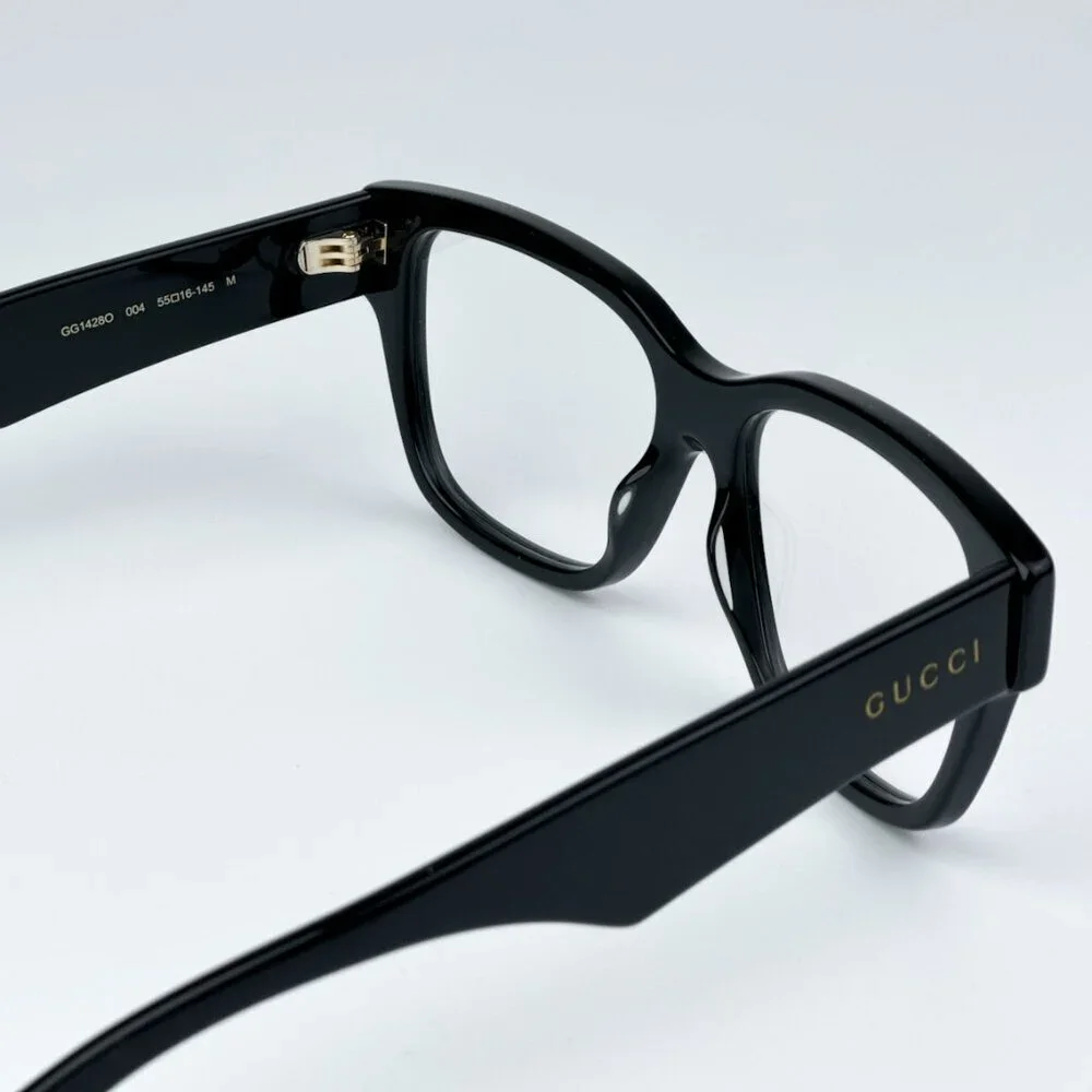 Gucci GG1428O 004 BRAND NEW Eyeglasses Black Square Men